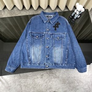 Chrome Hearts Blue Denim Jacket with Black Cross